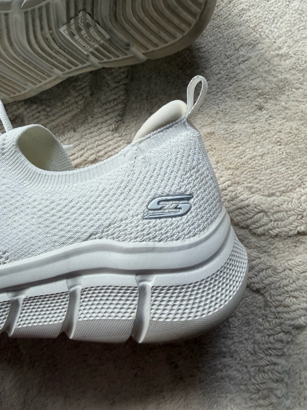 Skechers Bobs Stretch Women’s All-White Knit Shoes - Picture 4 of 11